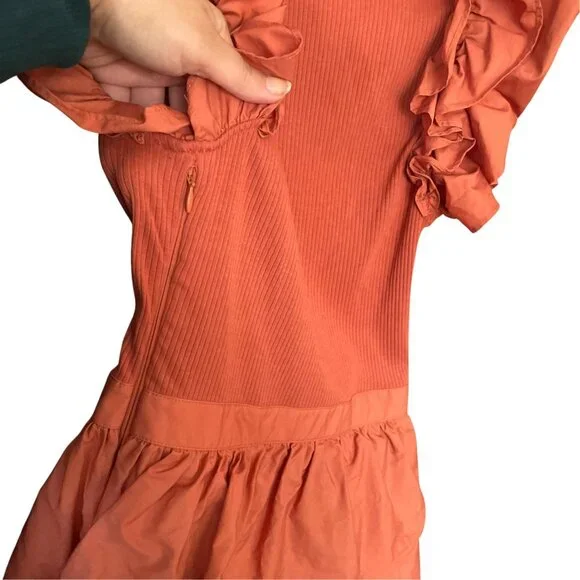Ulla Johnson Orange Rust Ruffle Dress SZ 0 Spring - Picture 6 of 12